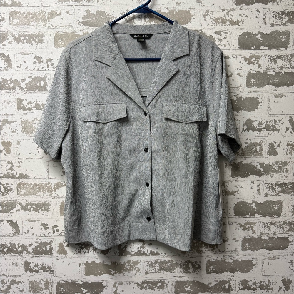 Athleta Light Gray Casual Button Down Shirt